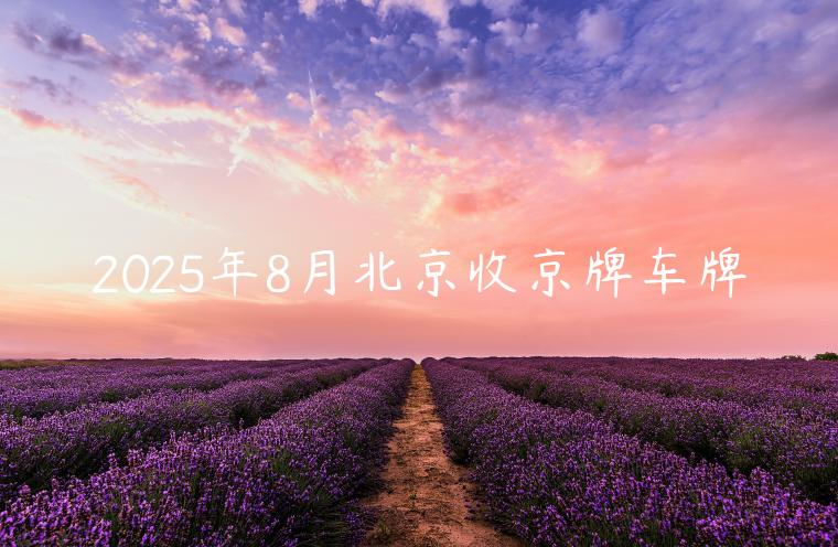 2025年8月北京收京牌车牌
